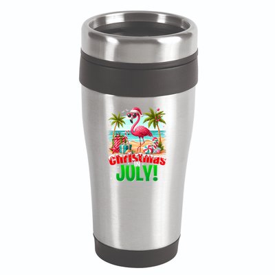 Christmas In July Flamingo Beach Summer Hawaii 16oz Travel Tumbler