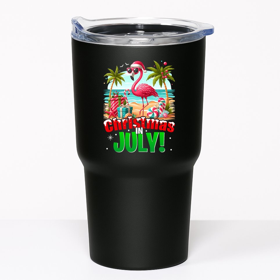 Christmas In July Flamingo Beach Summer Hawaii Tumbler