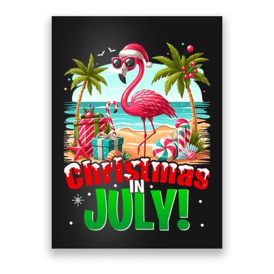 Christmas In July Flamingo Beach Summer Hawaii Poster