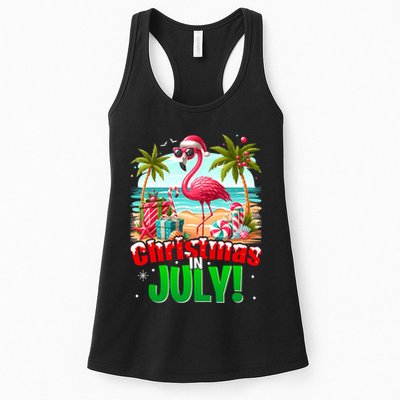 Christmas In July Flamingo Beach Summer Hawaii Womens Tank Top