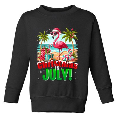 Christmas In July Flamingo Beach Summer Hawaii Toddler Sweatshirt