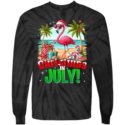 Christmas In July Flamingo Beach Summer Hawaii Tie-Dye Long Sleeve Shirt