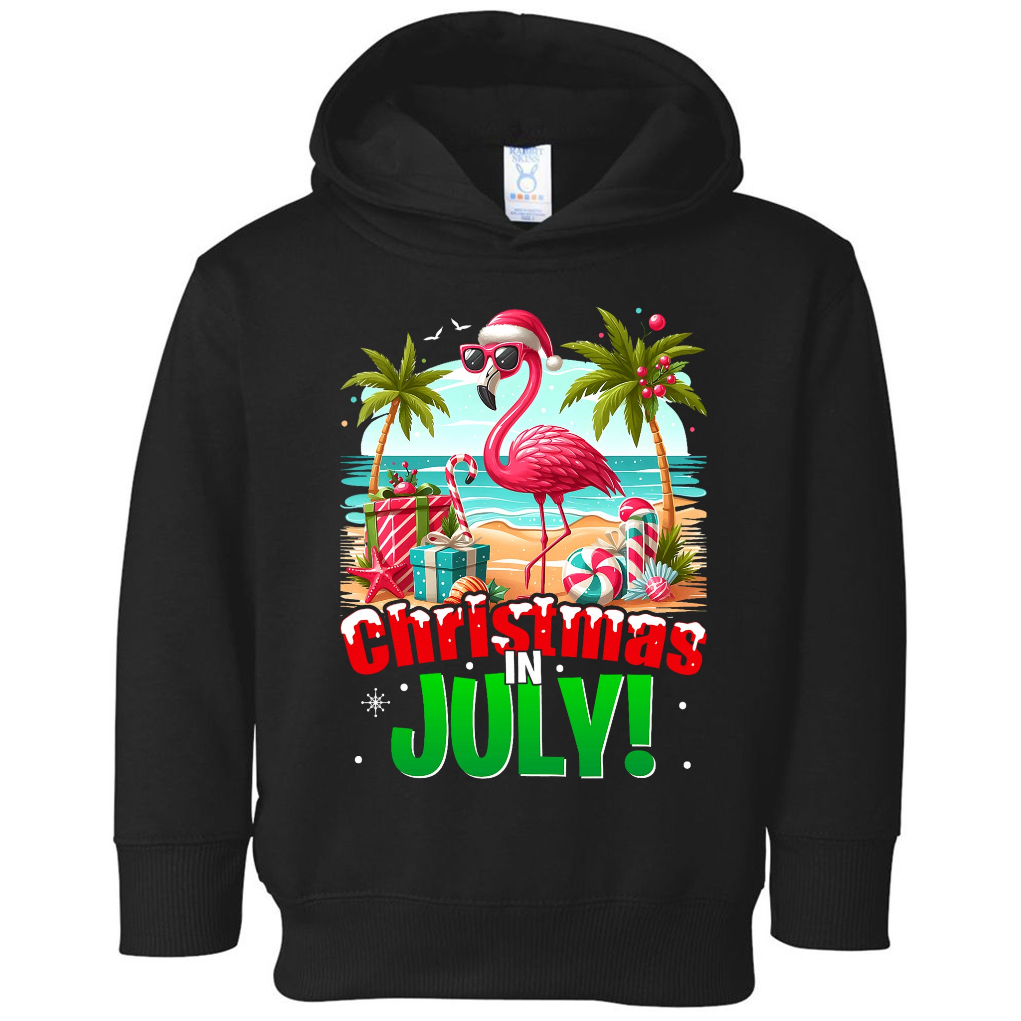 Christmas In July Flamingo Beach Summer Hawaii Toddler Hoodie