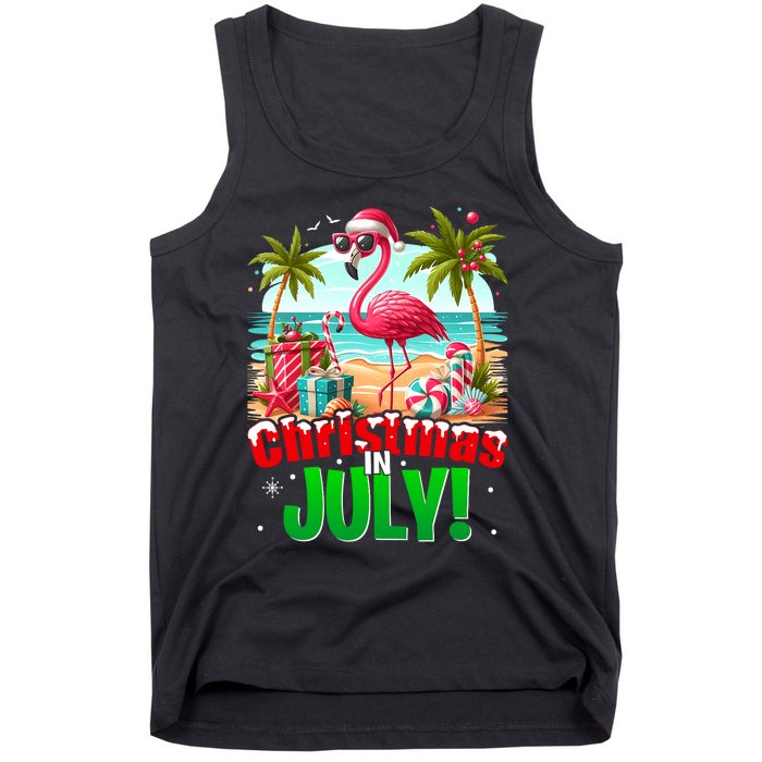 Christmas In July Flamingo Beach Summer Hawaii Tank Top