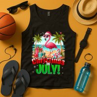 Christmas In July Flamingo Beach Summer Hawaii Tank Top