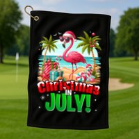 Christmas In July Flamingo Beach Summer Hawaii Golf Towel