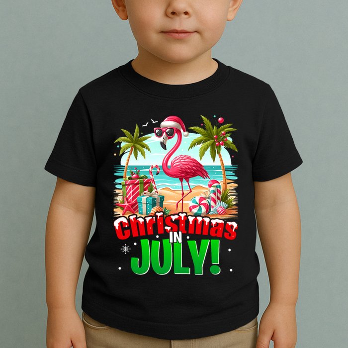 Christmas In July Flamingo Beach Summer Hawaii Toddler T-Shirt