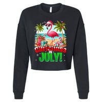 Christmas In July Flamingo Beach Summer Hawaii Cropped Pullover Crew