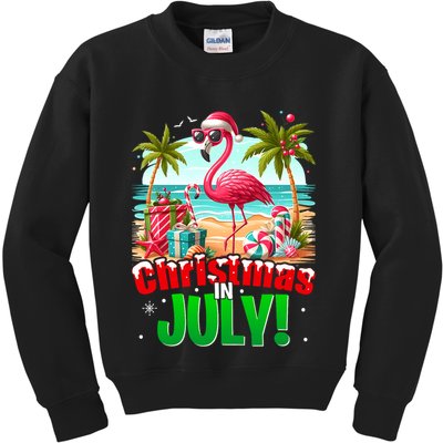 Christmas In July Flamingo Beach Summer Hawaii Kids Sweatshirt