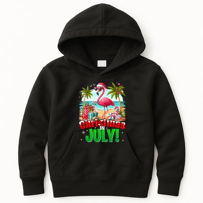 Christmas In July Flamingo Beach Summer Hawaii Kids Hoodie