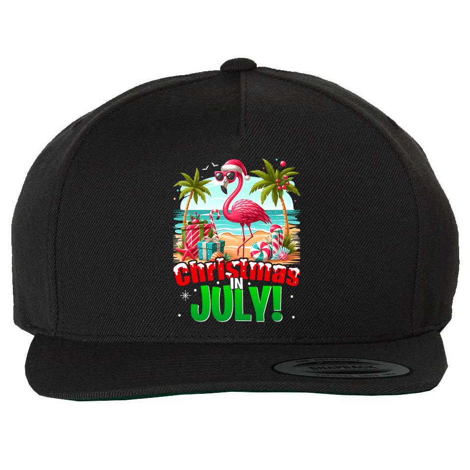 Christmas In July Flamingo Beach Summer Hawaii Wool Snapback Cap