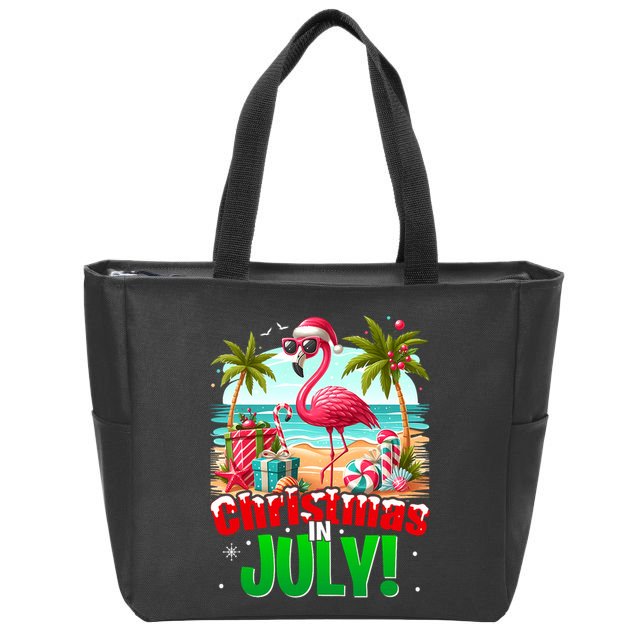 Christmas In July Flamingo Beach Summer Hawaii Zip Tote Bag