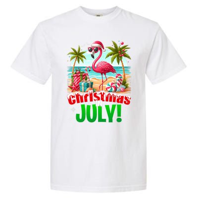 Christmas In July Flamingo Beach Summer Hawaii Garment-Dyed Heavyweight T-Shirt