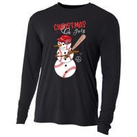 Christmas In July For Baseball Fan Snowman Snowman Baseball Cooling Performance Long Sleeve Crew