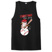 Christmas In July For Baseball Fan Snowman Snowman Baseball PosiCharge Competitor Tank