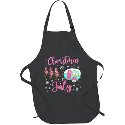 Christmas In July Flamingo Santa Hat Camper Camping Apron