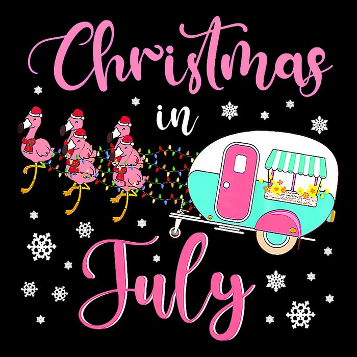 Christmas In July Flamingo Santa Hat Camper Camping Drawstring Bag