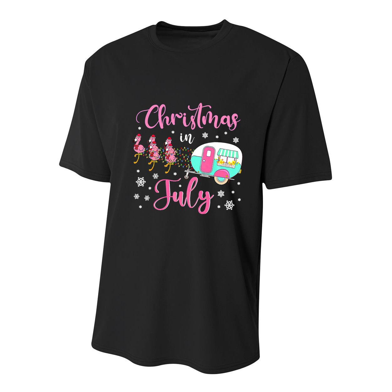 Christmas In July Flamingo Santa Hat Camper Camping Youth Performance Sprint T-Shirt