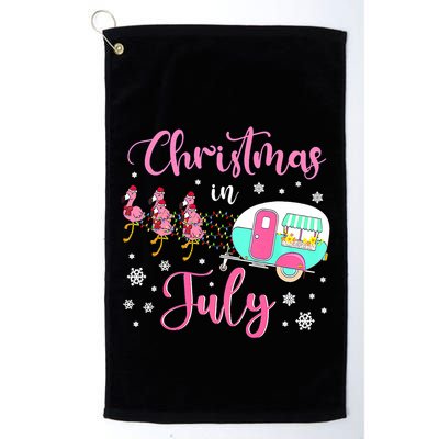 Christmas In July Flamingo Santa Hat Camper Camping Golf Towel