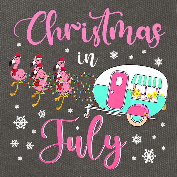 Christmas In July Flamingo Santa Hat Camper Camping Cotton Canvas Backpack