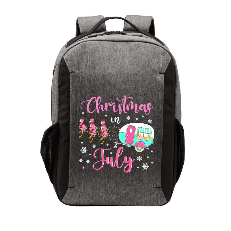 Christmas In July Flamingo Santa Hat Camper Camping Vector Backpack