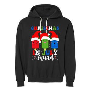 Christmas In July Squad Santa Hats Popsicles Xmas Vibes Garment-Dyed Fleece Hoodie