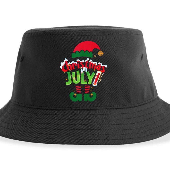 Christmas In July Costume Elf Sunglasses Beach Lover Family Sustainable Bucket Hat