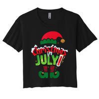 Christmas In July Costume Elf Sunglasses Beach Lover Family Women's Crop Top Tee