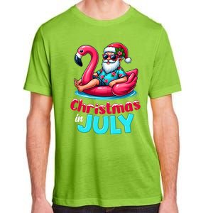 Christmas In July Flamingo Santa Beach Summer Adult ChromaSoft Performance T-Shirt