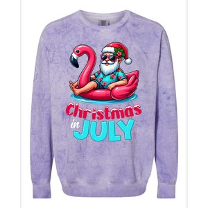 Christmas In July Flamingo Santa Beach Summer Colorblast Crewneck Sweatshirt