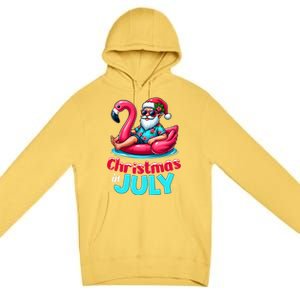 Christmas In July Flamingo Santa Beach Summer Premium Pullover Hoodie