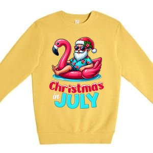 Christmas In July Flamingo Santa Beach Summer Premium Crewneck Sweatshirt