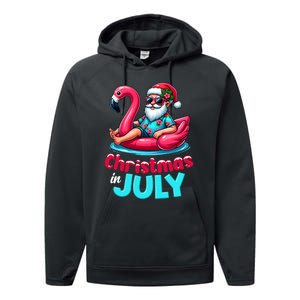 Christmas In July Flamingo Santa Beach Summer Performance Fleece Hoodie