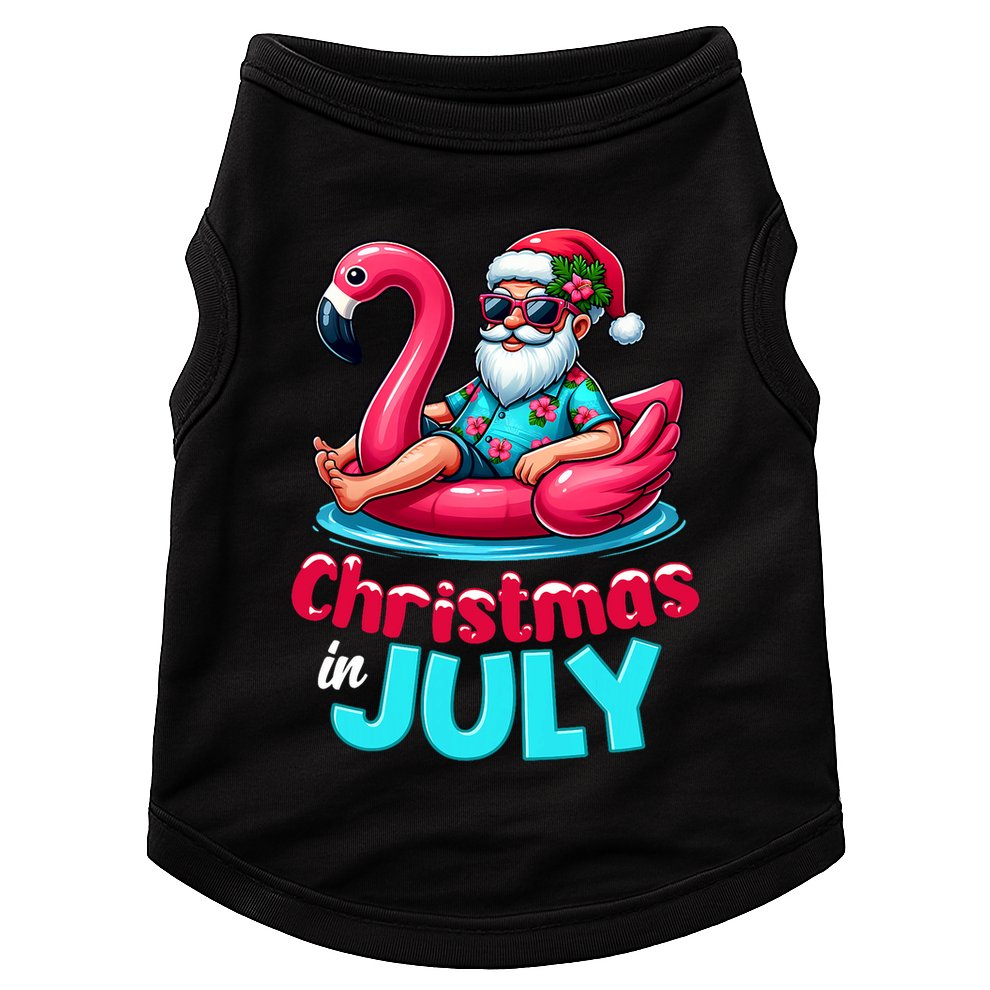 Christmas In July Flamingo Santa Beach Summer Doggie Tank