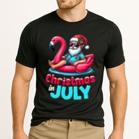Christmas In July Flamingo Santa Beach Summer Cooling Performance Crew T-Shirt