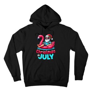 Christmas In July Flamingo Santa Beach Summer Hoodie