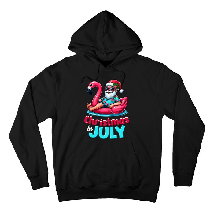 Christmas In July Flamingo Santa Beach Summer Hoodie