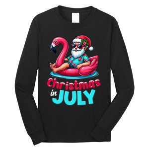 Christmas In July Flamingo Santa Beach Summer Long Sleeve Shirt