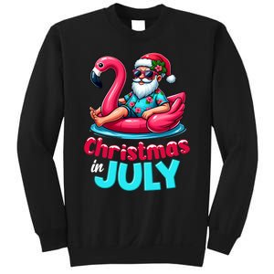 Christmas In July Flamingo Santa Beach Summer Sweatshirt