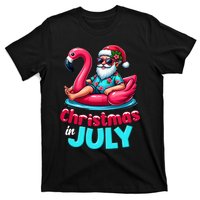 Christmas In July Flamingo Santa Beach Summer T-Shirt