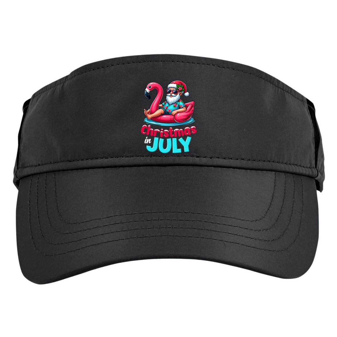 Christmas In July Flamingo Santa Beach Summer Adult Drive Performance Visor