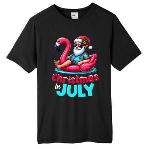 Christmas In July Flamingo Santa Beach Summer Tall Fusion ChromaSoft Performance T-Shirt