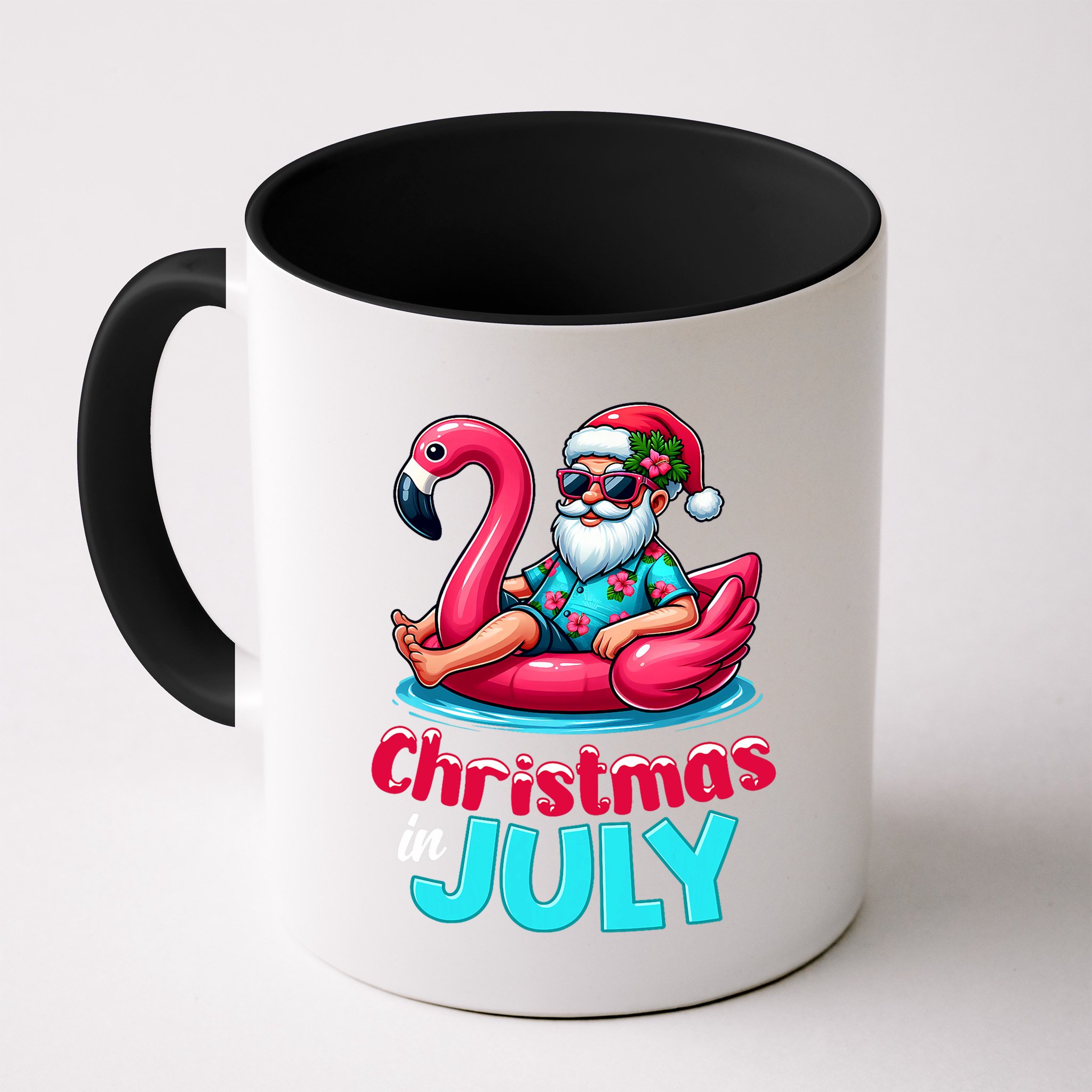 Christmas In July Flamingo Santa Beach Summer Mug