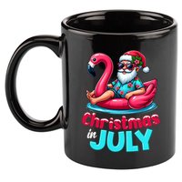 Christmas In July Flamingo Santa Beach Summer 11oz C Handle Ceramic Mug