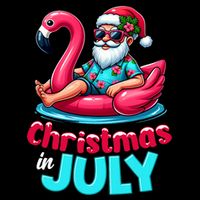 Christmas In July Flamingo Santa Beach Summer Drawstring Bag