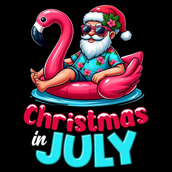 Christmas In July Flamingo Santa Beach Summer Drawstring Bag