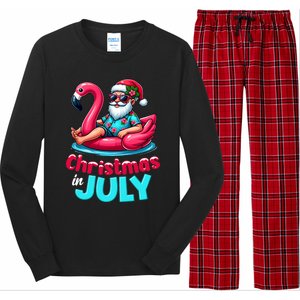 Christmas In July Flamingo Santa Beach Summer Long Sleeve Pajama Set