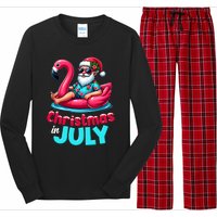 Christmas In July Flamingo Santa Beach Summer Long Sleeve Pajama Set