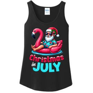 Christmas In July Flamingo Santa Beach Summer Ladies Essential Tank