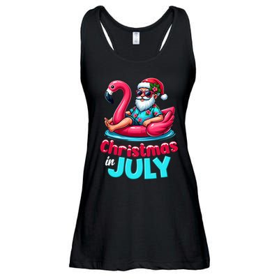 Christmas In July Flamingo Santa Beach Summer Ladies Essential Flowy Tank